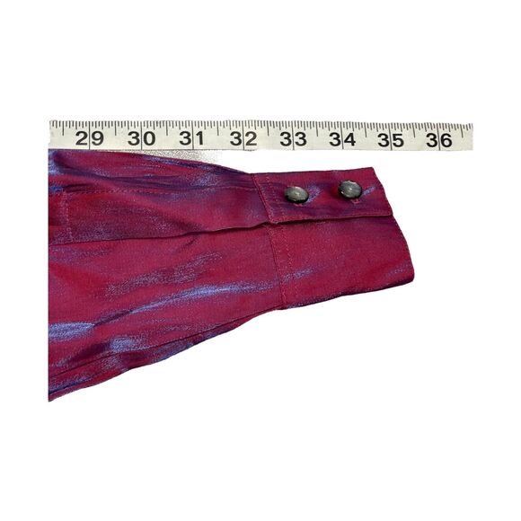 Karen Scott Shirt Women's Large Red Rayon Long Sleeve Classic Fit Button-Up - Picture 8 of 8